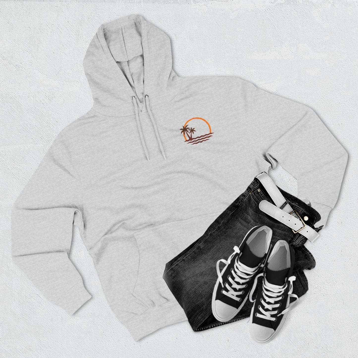 Beach Sunset Hoodie — Palm Tree Sunset Graphic Fleece Hoodie
