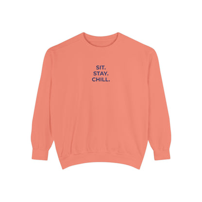 Sit. Stay. Chill. Sweatshirt — NAVY EMBROIDERED Crewneck