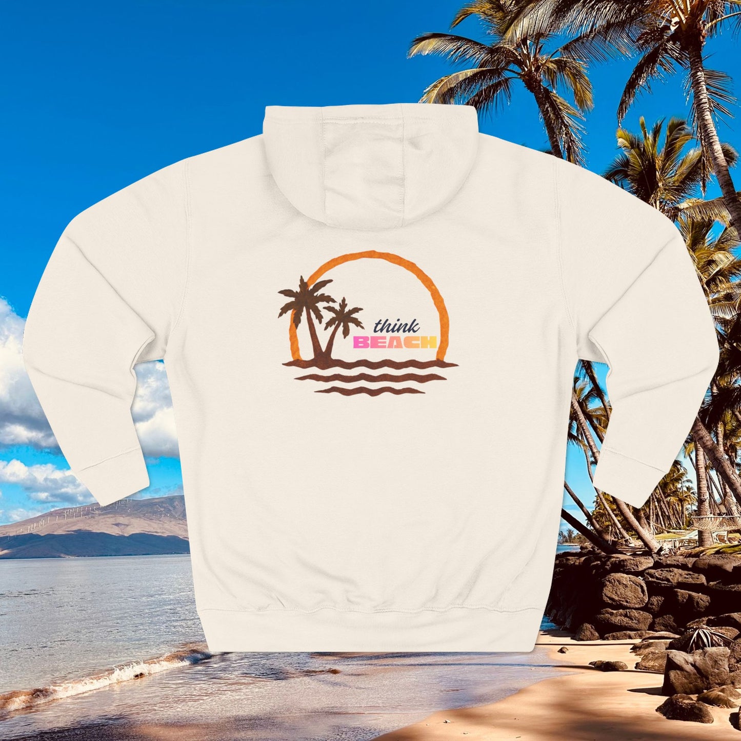 Beach Sunset Hoodie — Palm Tree Sunset Graphic Fleece Hoodie