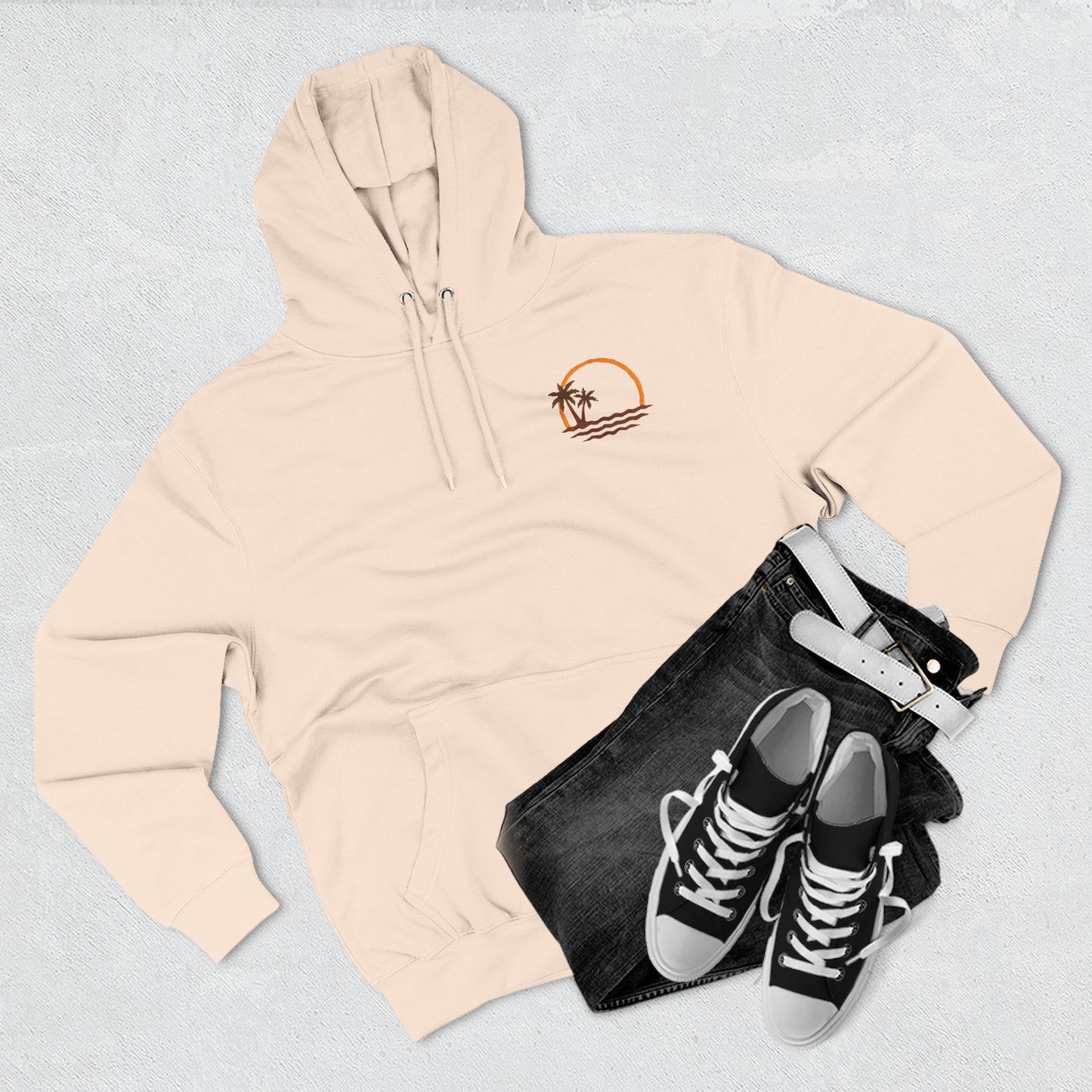 Beach Sunset Hoodie — Palm Tree Sunset Graphic Fleece Hoodie
