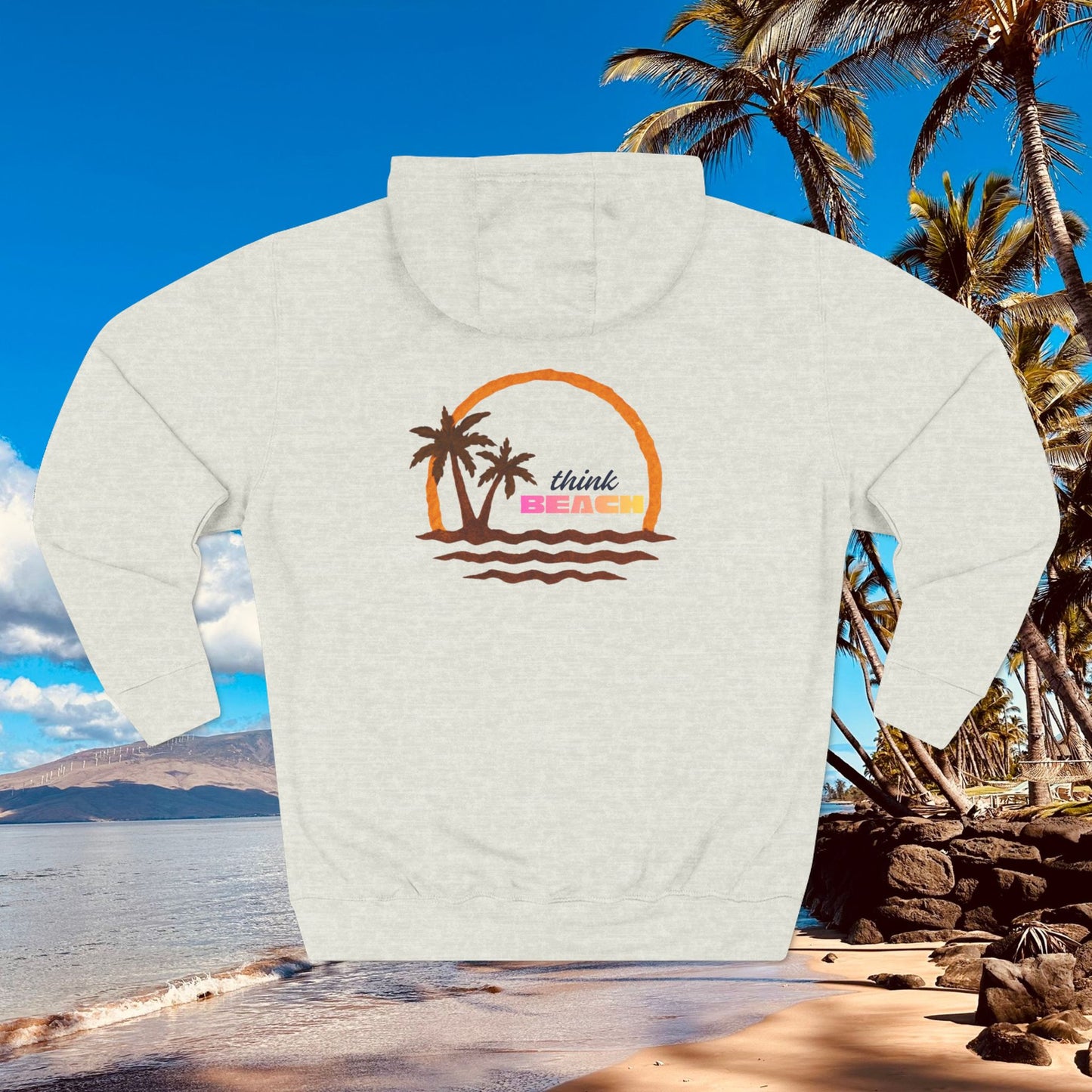 Beach Sunset Hoodie — Palm Tree Sunset Graphic Fleece Hoodie