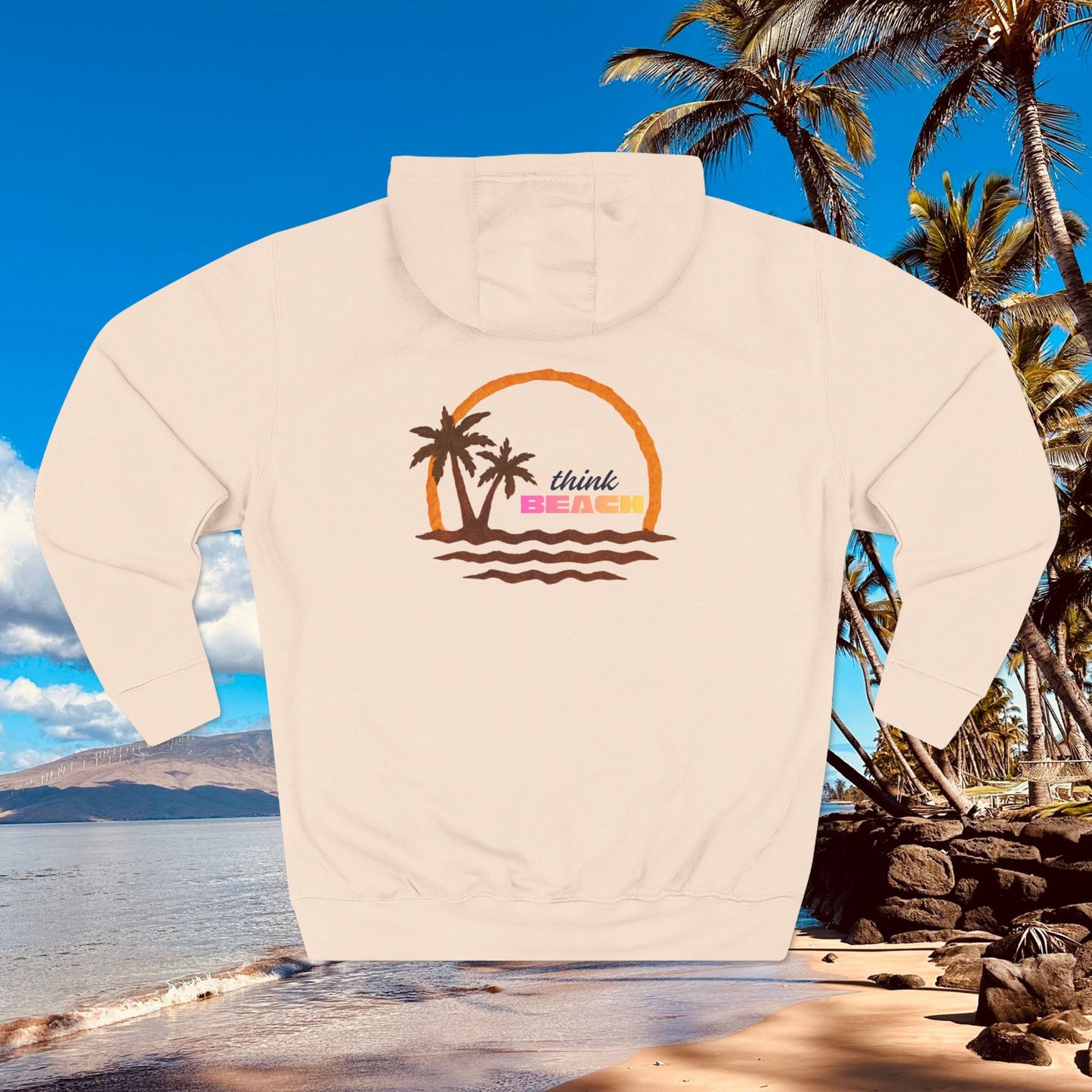 Beach Sunset Hoodie — Palm Tree Sunset Graphic Fleece Hoodie