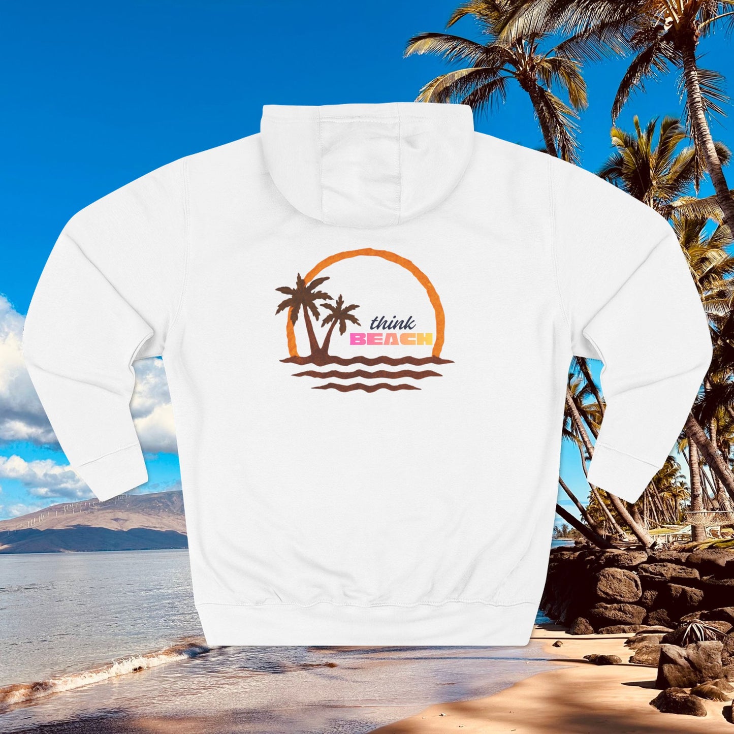 Beach Sunset Hoodie — Palm Tree Sunset Graphic Fleece Hoodie