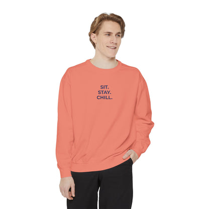 Sit. Stay. Chill. Sweatshirt — NAVY EMBROIDERED Crewneck