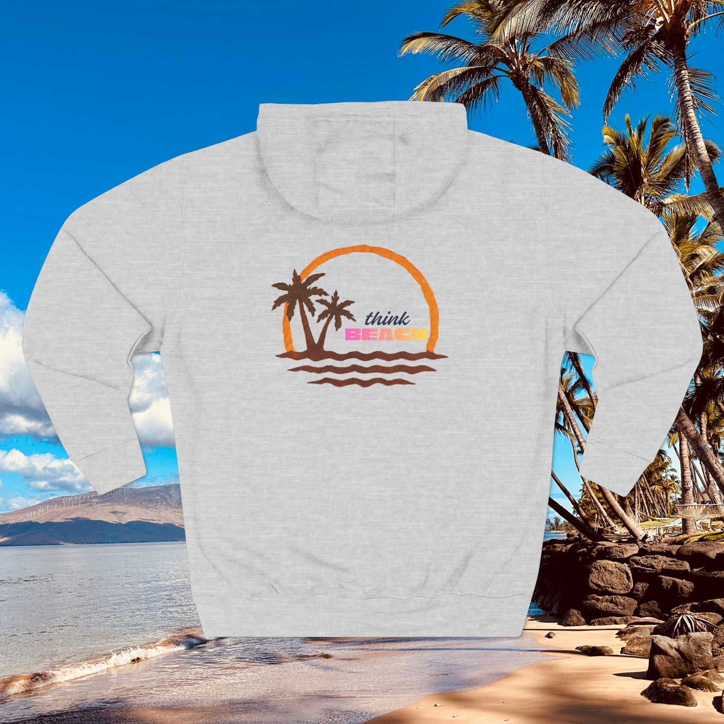 Beach Sunset Hoodie — Palm Tree Sunset Graphic Fleece Hoodie