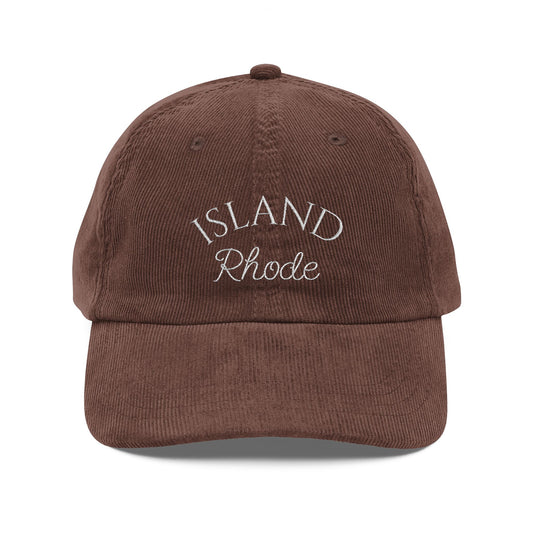 Corduroy Baseball Cap - "Rhode Island" Embroidered Vintage Dad Hat