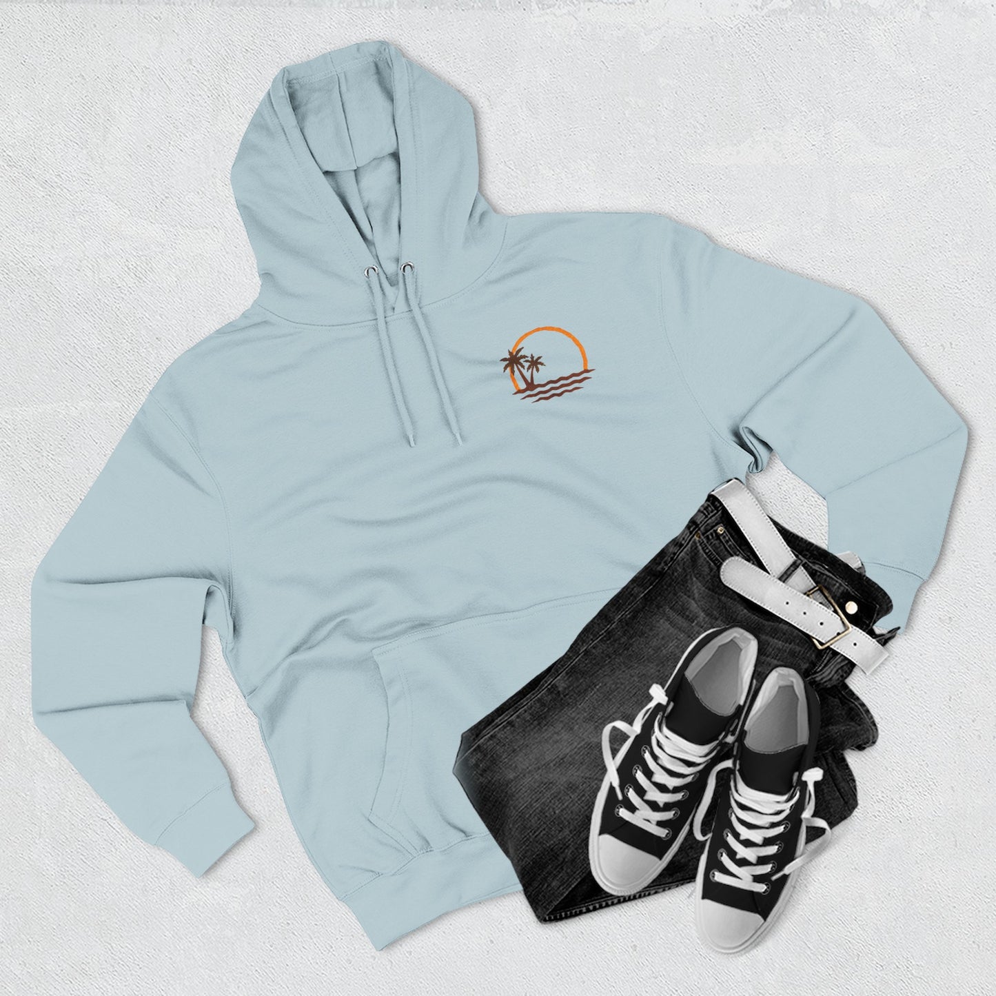 Beach Sunset Hoodie — Palm Tree Sunset Graphic Fleece Hoodie