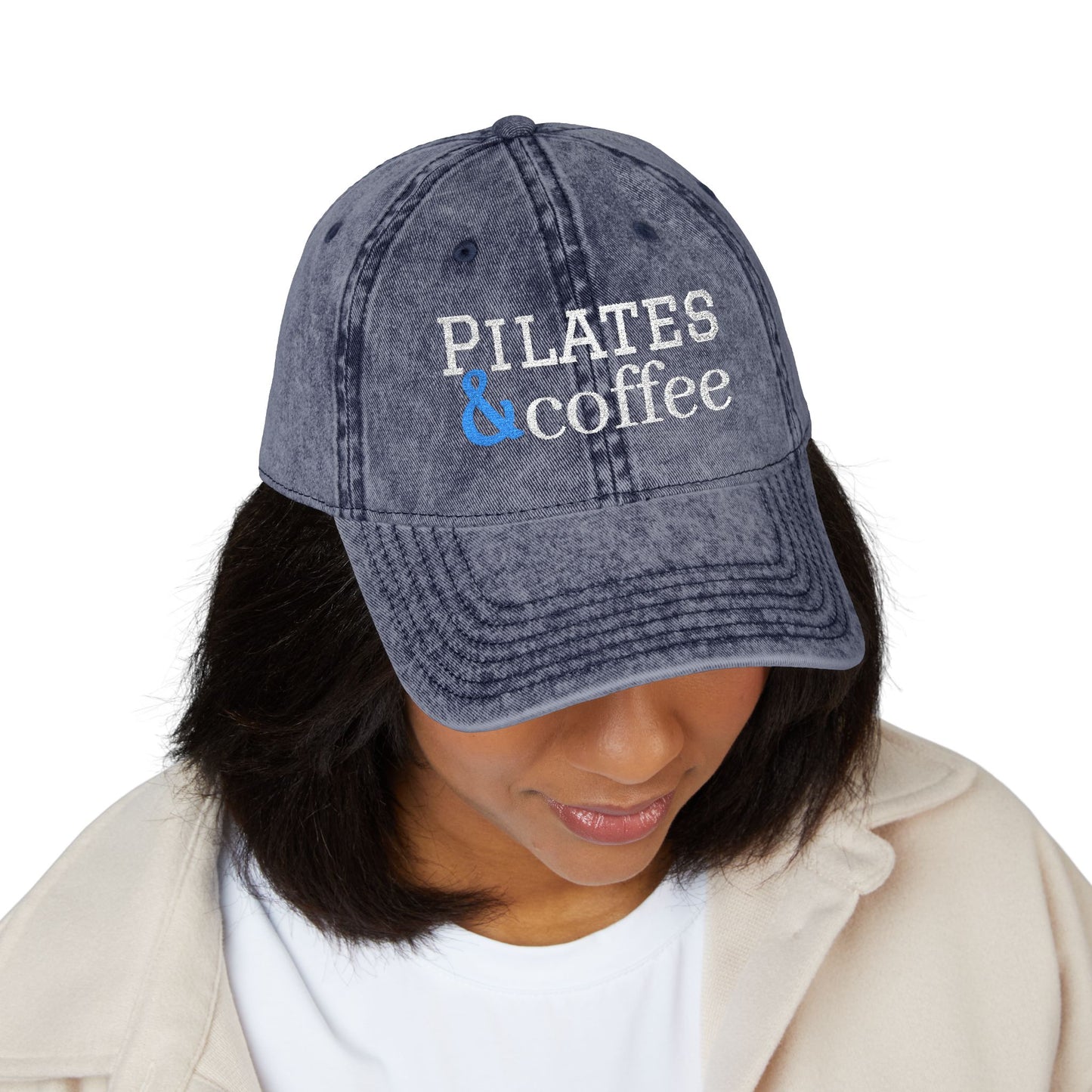 Pilates & Coffee Vintage Embroidered Cap